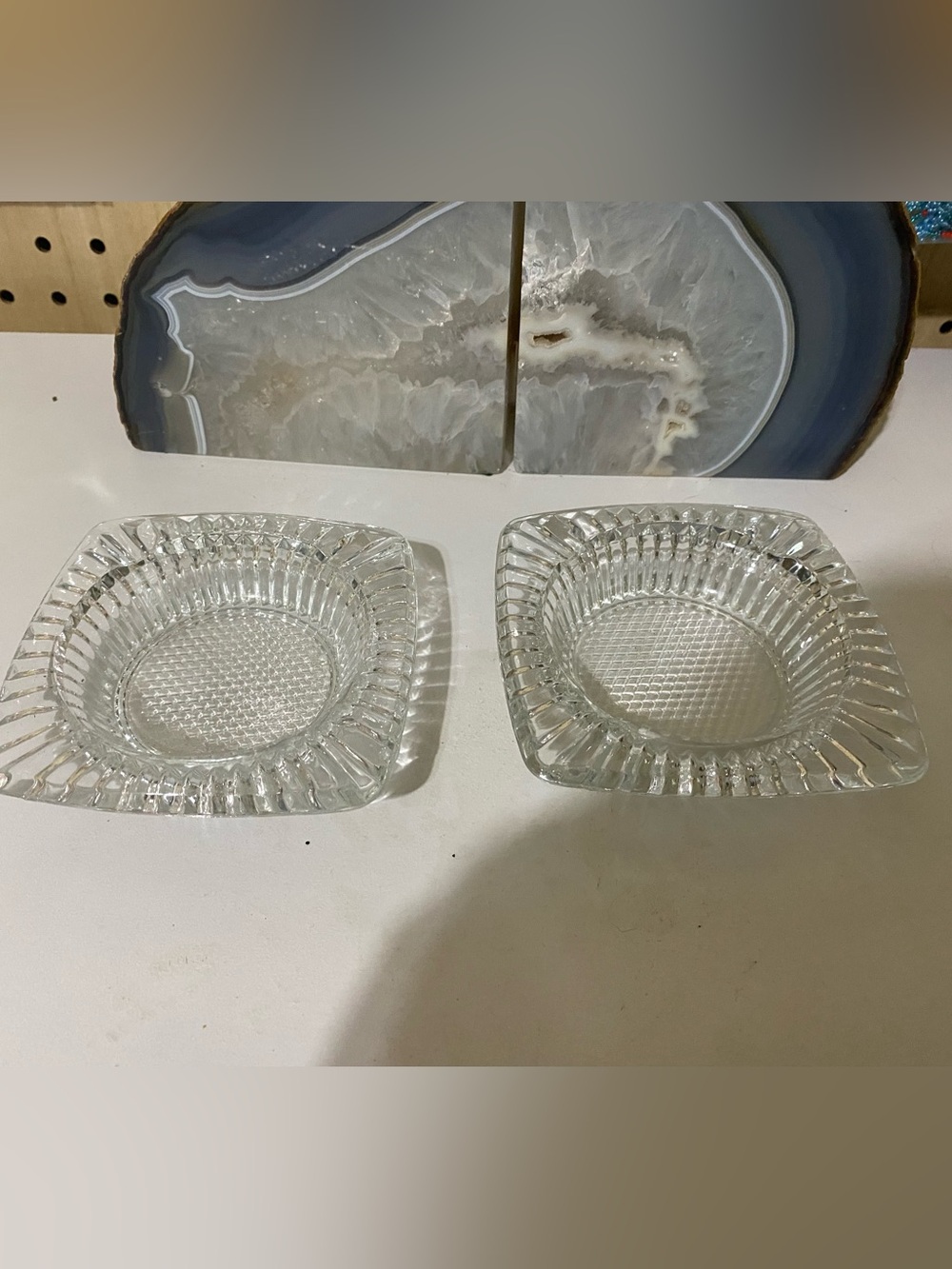 The Classic Clear Glass Square Ashtrays - Pair